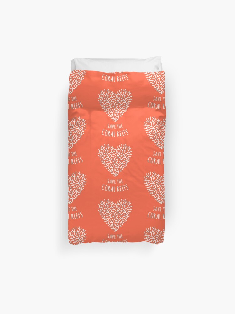 Save The Coral Reefs Coral Love Heart Duvet Cover By Bangtees