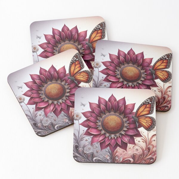 Item preview, Helianthus Burgundy Sunflower and Monarch designed and sold by Sunflwrconcepts and Designs.