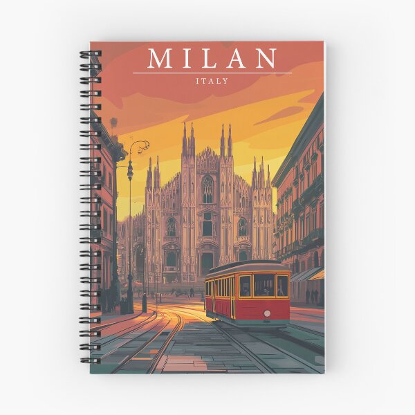 Item preview, Retro Travel Poster Milan Italy - Vintage Style Art Print of Milan Landmarks designed and sold by StrasserArt.
