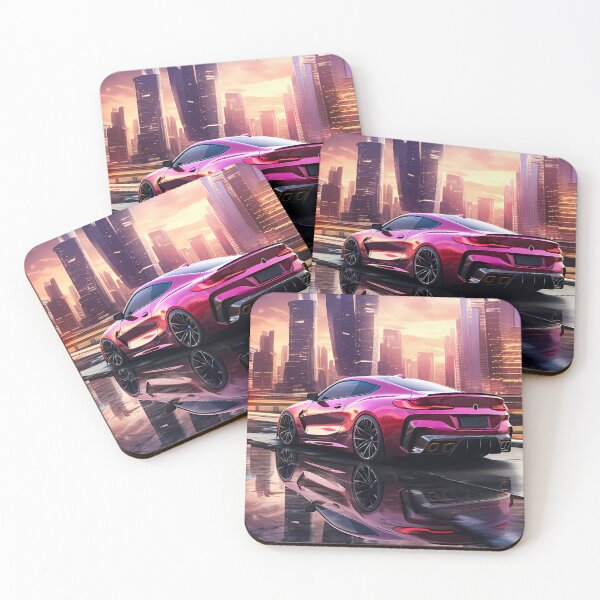 Item preview, Vibrant Sports Car Reflected In Futuristic Urban Sunset designed and sold by RevUpDesign.