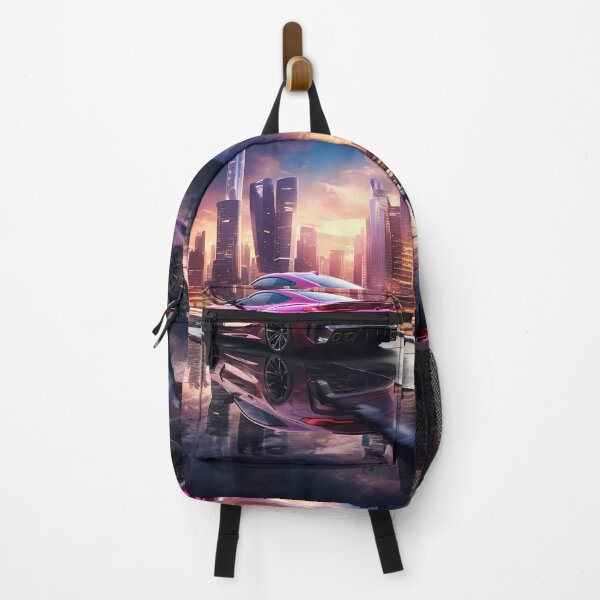 Item preview, Vibrant Sports Car Reflected In Futuristic Urban Sunset designed and sold by RevUpDesign.