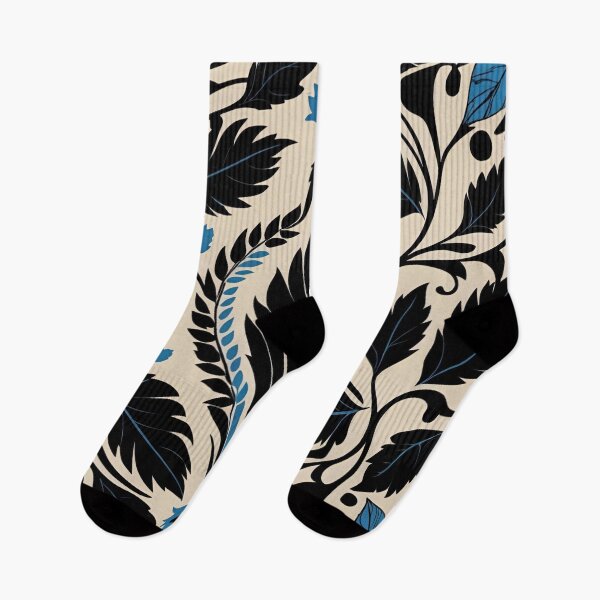 Aperçu de l'œuvre Motif de feuilles noires et bleues créée et vendue par TenkaTees.