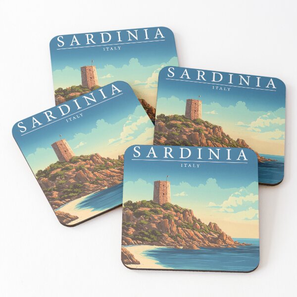 Item preview, Sardinia Italy Travel Poster - Vintage Coastal Landscape Art Print designed and sold by StrasserArt.