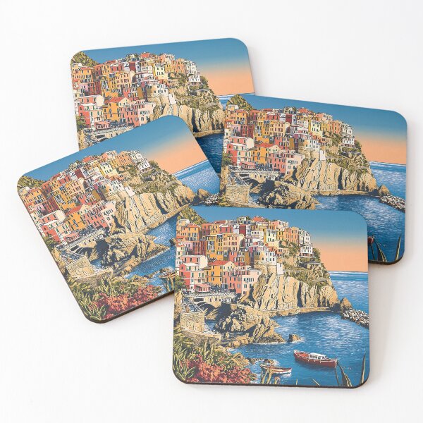 Item preview, Cinque Terre Italy Travel Poster - Vintage Coastal Village Art Print designed and sold by StrasserArt.