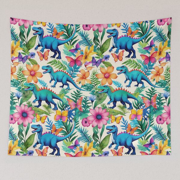Item preview, Roaring T-Rex Tyrannosaurus Dinosaurs With Wildflowers And Butterflies designed and sold by CarrollGene.