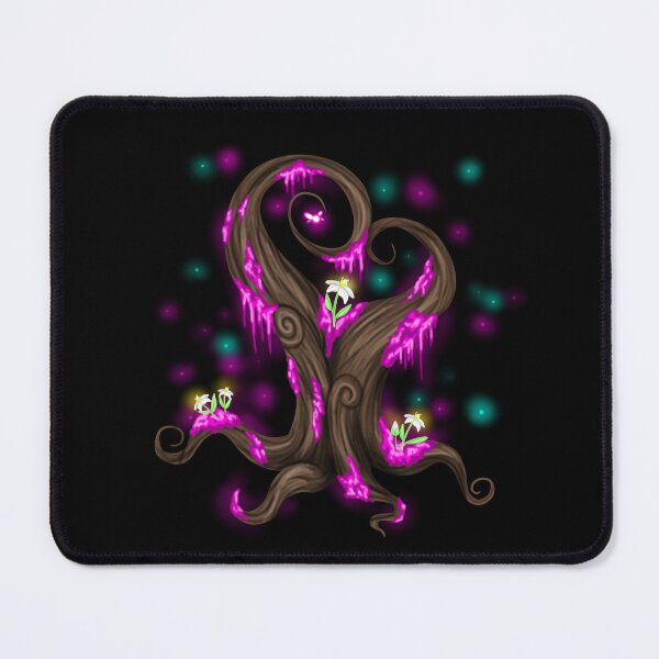 Item preview, Magical heart tree with pink moss, fairies, fireflies and glowing flowers designed and sold by katecheerycake.