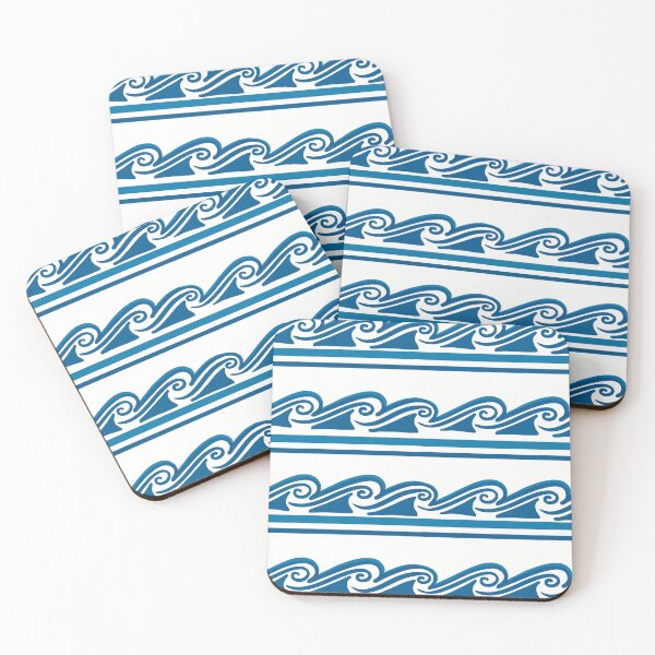 Item preview, Horizontal Wavy Porcelain Stripes in Blue  designed and sold by InkyOdyssey.