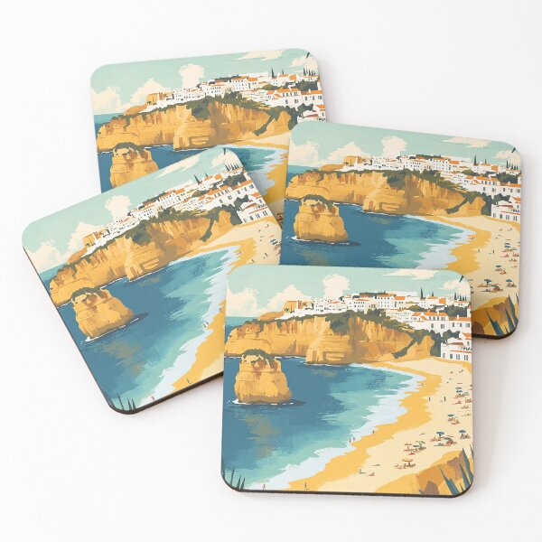 Item preview, Algarve Portugal Travel Poster - Vintage Coastal Landscape & Beach Art Print designed and sold by StrasserArt.