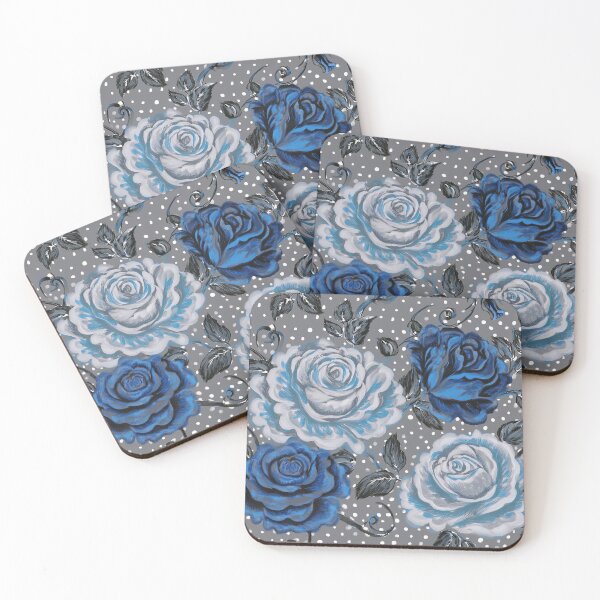 Item preview, Blue, Grey, Black Roses - Grey Background  designed and sold by sonjas.