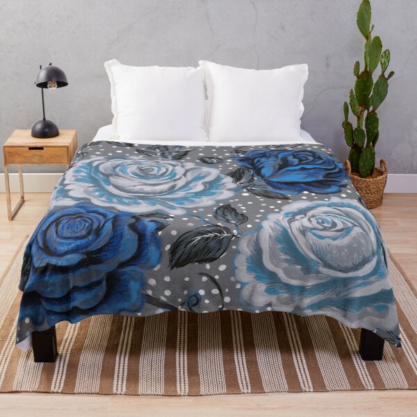 Item preview, Blue, Grey, Black Roses - Grey Background  designed and sold by sonjas.