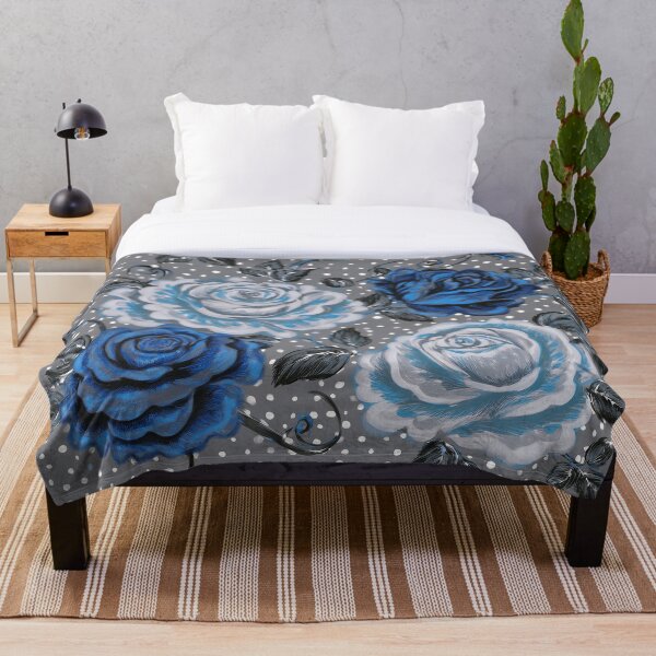 Item preview, Rosas azules, grises y negras - Fondo gris designed and sold by sonjas.