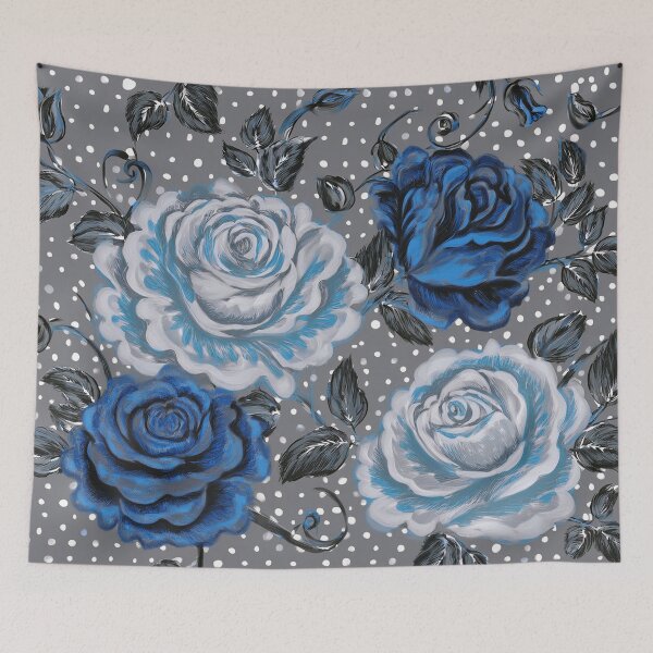 Item preview, Blue, Grey, Black Roses - Grey Background  designed and sold by sonjas.