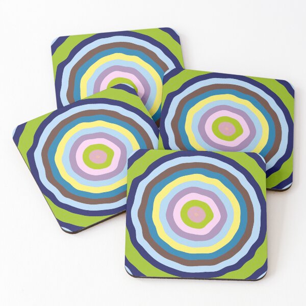 Item preview, Concentric Wavy Circles in Green, Blue, Lilac and Yellow designed and sold by KaSaPo.