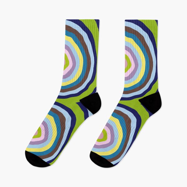 Item preview, Concentric Wavy Circles in Green, Blue, Lilac and Yellow designed and sold by KaSaPo.