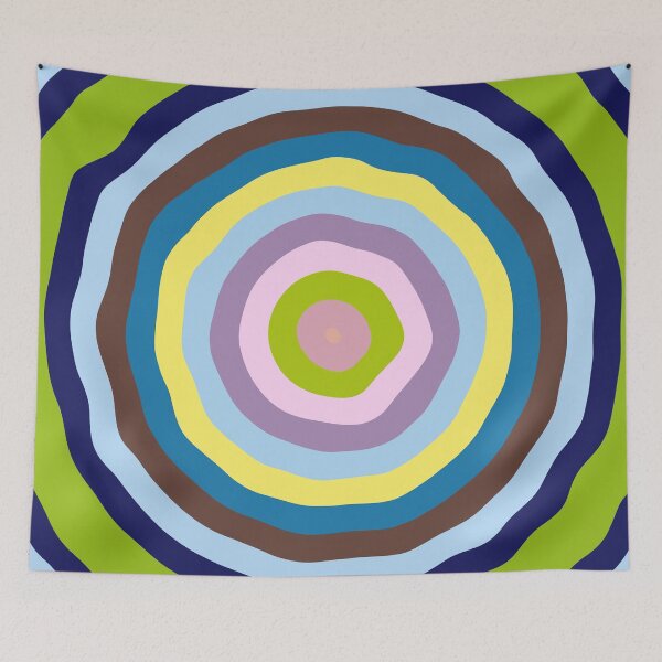 Item preview, Concentric Wavy Circles in Green, Blue, Lilac and Yellow designed and sold by KaSaPo.