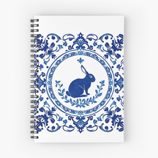 Item preview, Blue Delftware Rabbit – Ornate Floral Easter Day designed and sold by svarupa.