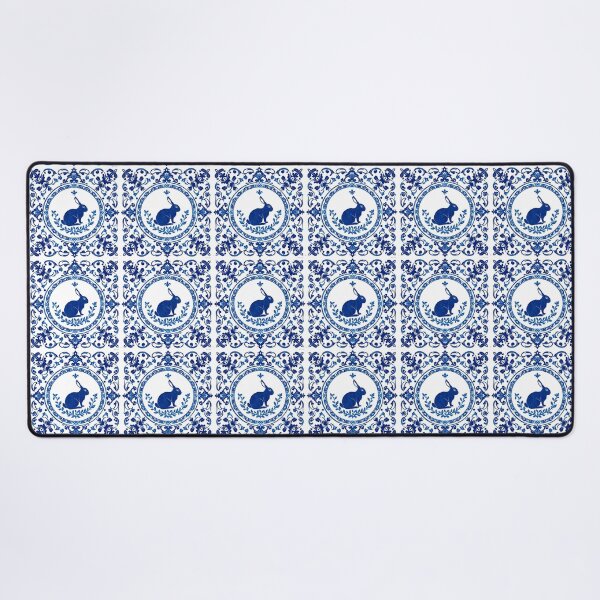 Item preview, Blue Delftware Rabbit – Ornate Floral Easter Day designed and sold by svarupa.