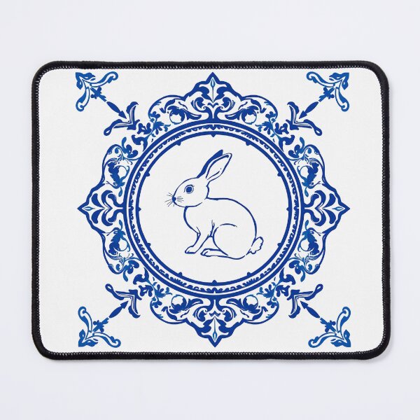 Item preview, Blue Delftware Rabbit – Ornate Floral Easter Day designed and sold by svarupa.