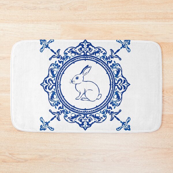 Item preview, Blue Delftware Rabbit – Ornate Floral Easter Day designed and sold by svarupa.