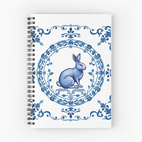 Item preview, Blue Delftware Rabbit – Ornate Floral Easter Day designed and sold by svarupa.