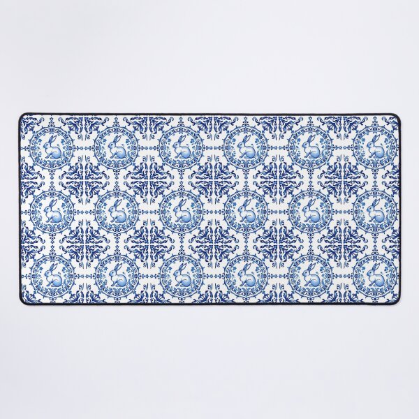 Item preview, Blue Delftware Rabbit – Ornate Floral Easter Day designed and sold by svarupa.