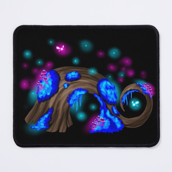 Item preview, Magic tree with blue moss, fairies, pink mushrooms and fireflies designed and sold by katecheerycake.