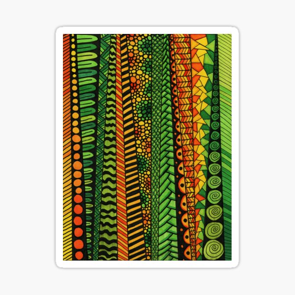 Green & Orange Doodle Sticker
