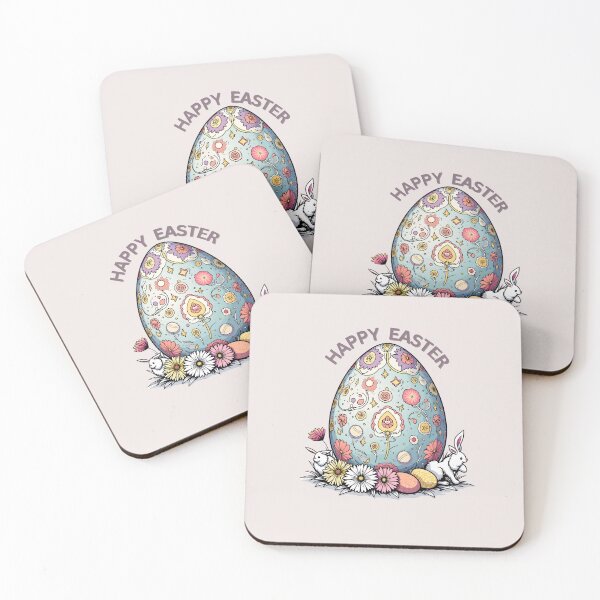 Item preview, Easter Egg & Bunnies | Retro 70s Line Art Pastel Print designed and sold by VibeVault12.