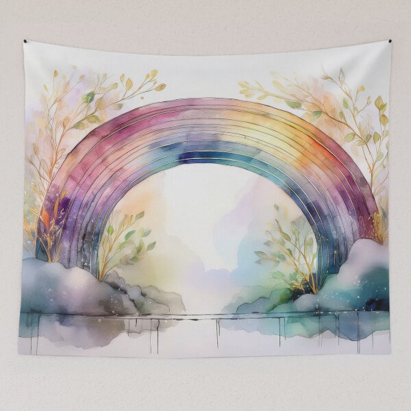 Item preview, Rainbow arch, rainbow colors, gold highlights, spring decor, botanicals,  spring,  leaves,  gold accents  designed and sold by navitalidesign.