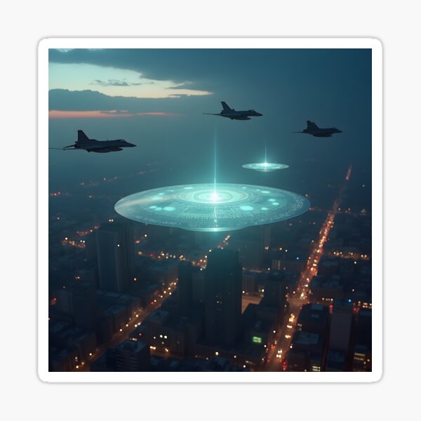 Item preview, UAP Encounter Over City designed and sold by AlienInkvasion.