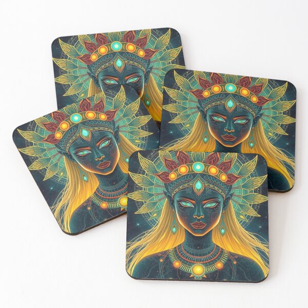 Item preview, Illuminated Cyberpunk Goddess - Futuristic Aztec Mayahuel designed and sold by Creativity Meets Healing.