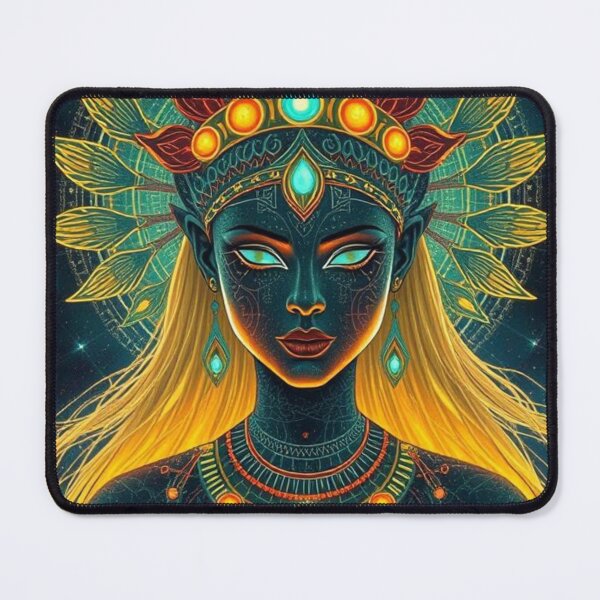 Item preview, Illuminated Cyberpunk Goddess - Futuristic Aztec Mayahuel designed and sold by Creativity Meets Healing.
