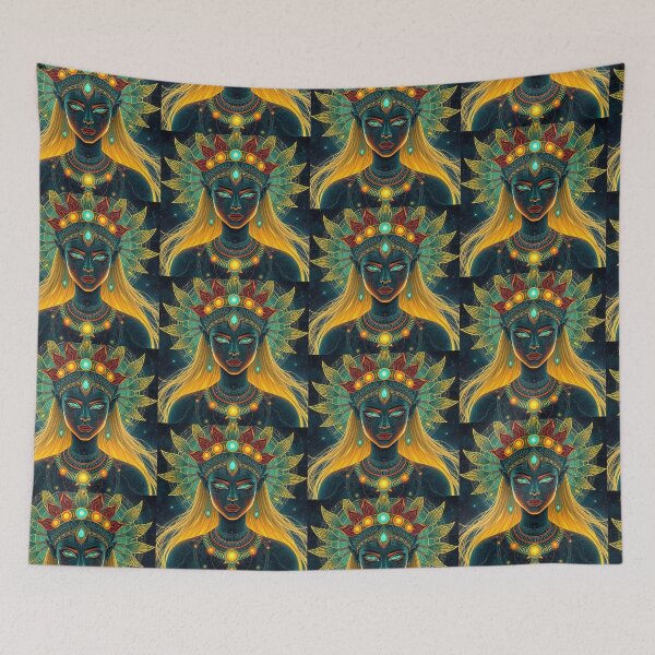 Item preview, Illuminated Cyberpunk Goddess - Futuristic Aztec Mayahuel designed and sold by Creativity Meets Healing.
