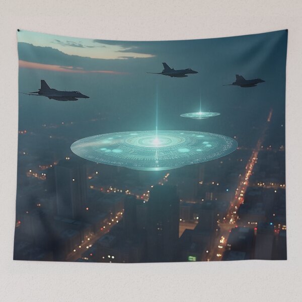 Item preview, UAP Encounter Over City designed and sold by AlienInkvasion.