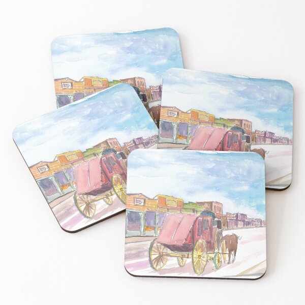 Item preview, Tombstone Stagecoach Rolling Past Old Western Storefronts designed and sold by artshop77.