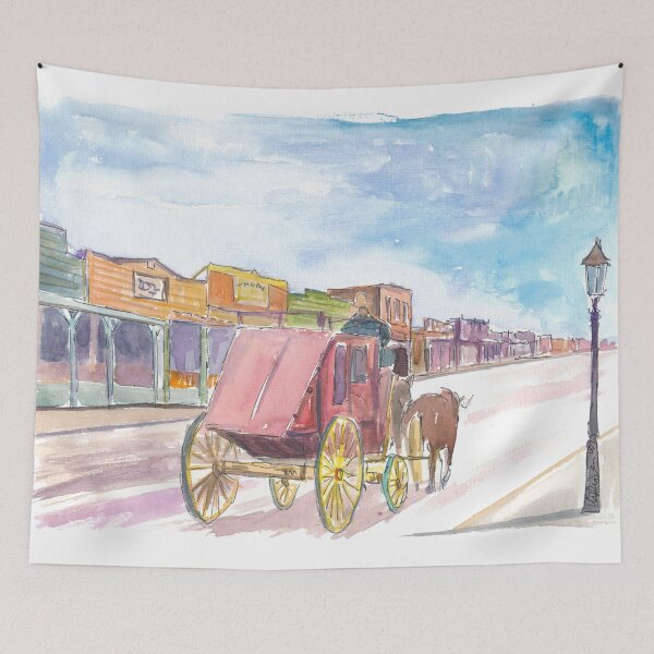Item preview, Tombstone Stagecoach Rolling Past Old Western Storefronts designed and sold by artshop77.