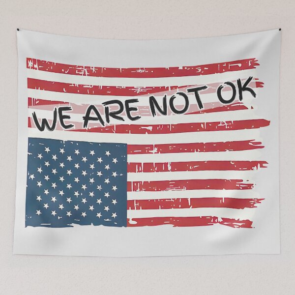 Item preview, We Are Not Okay American Flag Upside Down designed and sold by HowToCanadian.