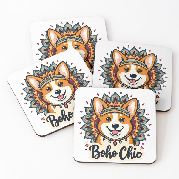 Item preview, Corgi Boho Chic – Artistic Style & Effortless Charm designed and sold by zoughlal.