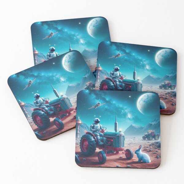 Item preview, Robot and cute white rabbit driving an old tractor designed and sold by Dogandesighn.