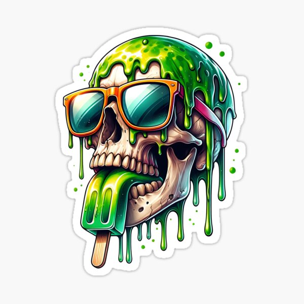 Vista previa del artículo con la obra «calavera y paleta derretidas», diseñado y vendido por PeggyPlatapus.