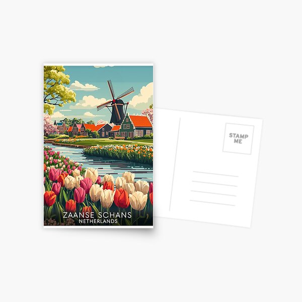 Item preview, Tulip Field Zaanse Schans Netherlands designed and sold by MisfitPrintsUs.