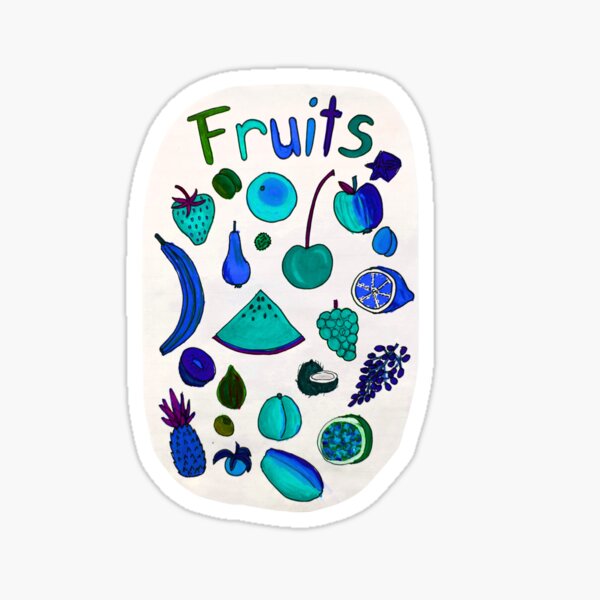 Item preview, Blue Fruits – Felt-tip pen design with “Fruits” inscription designed and sold by Cinnamon 1995.