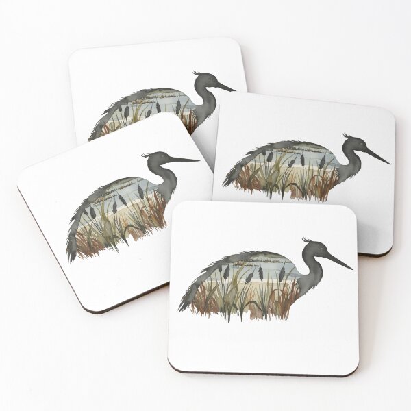 Item preview, Crane Silhouette with inlay watercolor of a nature scene in a National Park or Forest, Save our Wilderness for Wildlife, go Hiking and Camping, Classic T-Shirts and stickers designed and sold by Mama.Does.Designs.