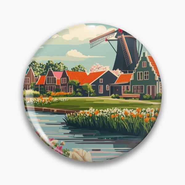 Item preview, Tulip Field Zaanse Schans Netherlands designed and sold by MisfitPrintsUs.