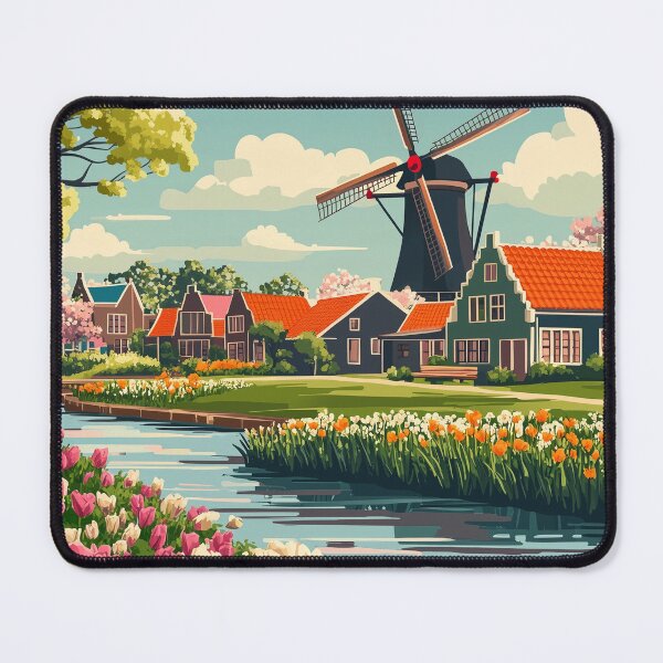 Item preview, Tulip Field Zaanse Schans Netherlands designed and sold by MisfitPrintsUs.