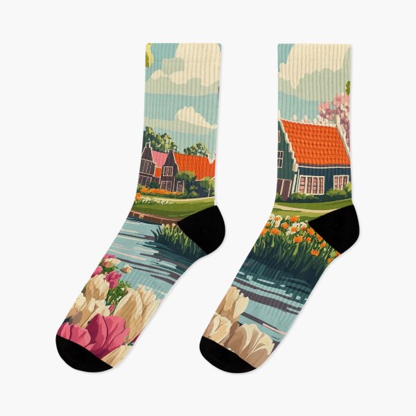 Item preview, Tulip Field Zaanse Schans Netherlands designed and sold by MisfitPrintsUs.