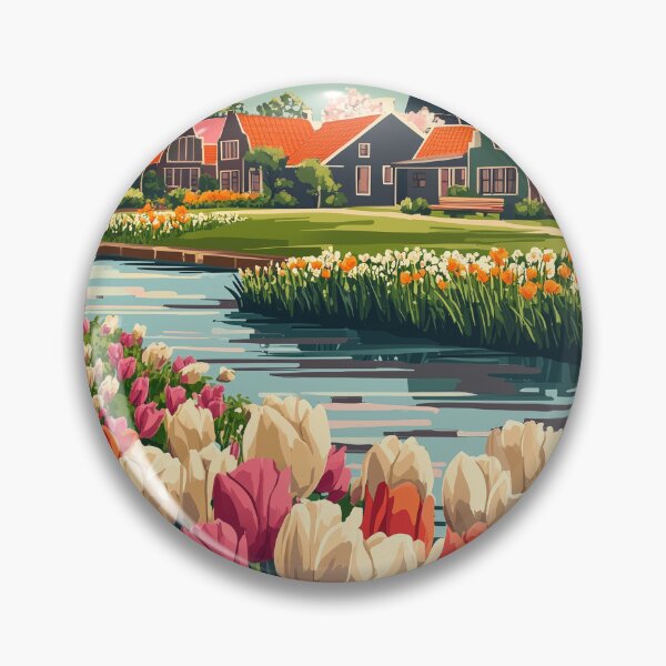 Item preview, Tulip Field Zaanse Schans Netherlands designed and sold by MisfitPrintsUs.