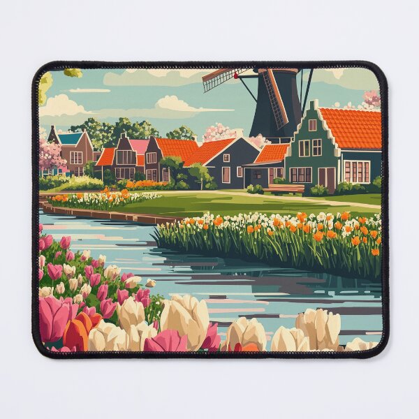 Item preview, Tulip Field Zaanse Schans Netherlands designed and sold by MisfitPrintsUs.