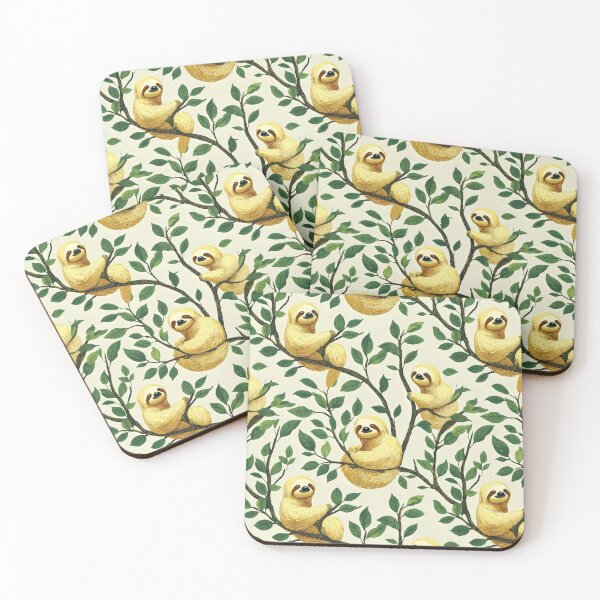 Item preview, Cute Yellow Sloths on Tree Branch Pattern designed and sold by VoyteksDesigns.