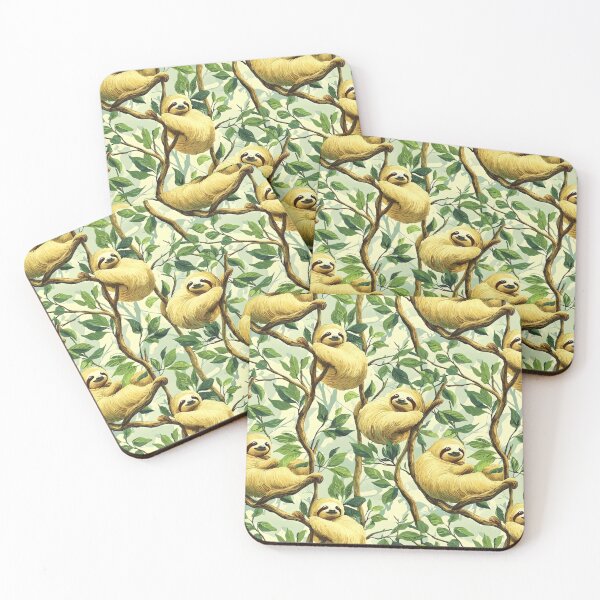 Item preview, Happy Golden Sloths Lounging in Jungle Trees designed and sold by VoyteksDesigns.
